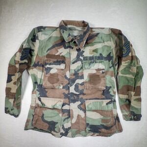 US Air Force Camo Field Jacket Medium Short Woodland Vintage Military Coat‎